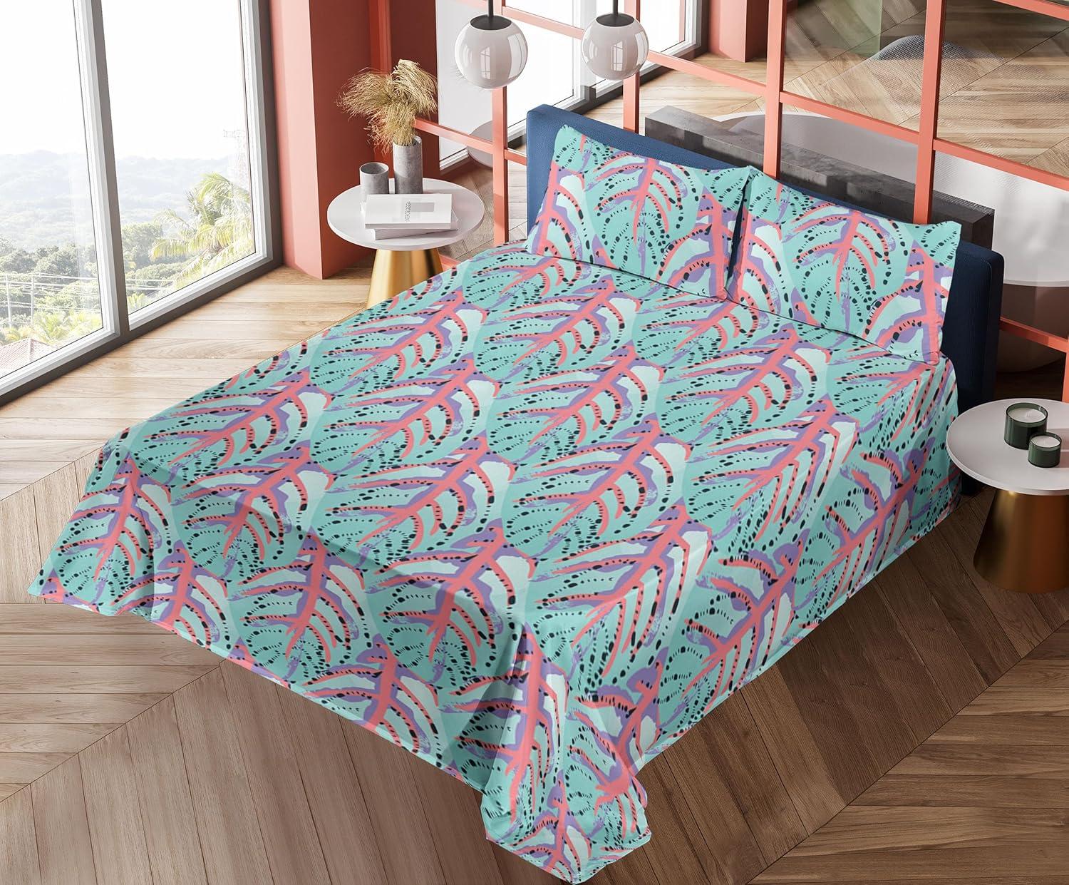 imageAmbesonne Valentines Day Sheet Set Simple Grunge Design Line Hearts Pattern on Striped Backdrop Fitted and Flat Sheet with Pillowcases Bedding Accent 4 Piece Set Calking Dark Coral Coral DimgraySeafoam Coral Fuchsia