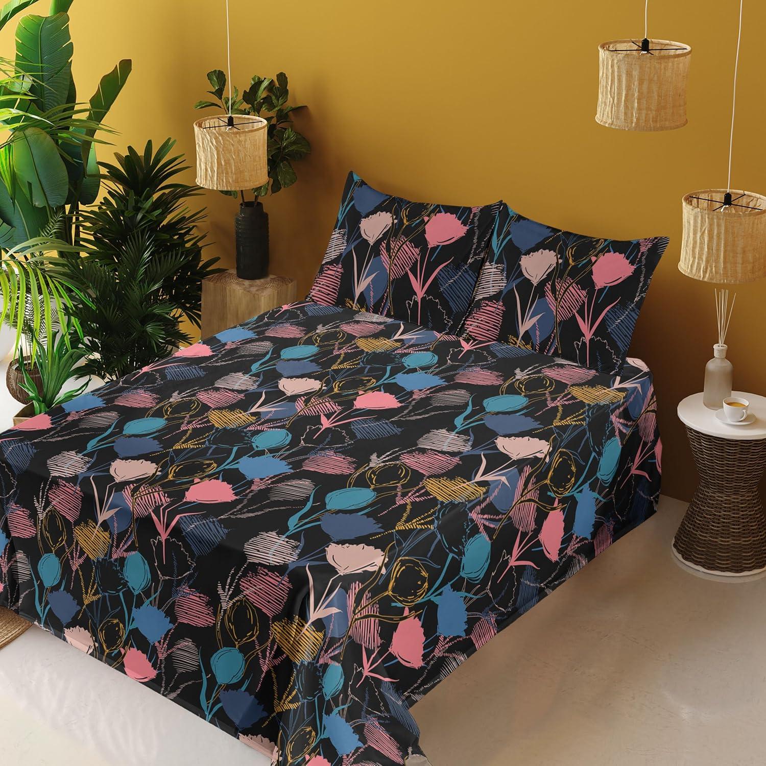 imageAmbesonne Valentines Day Sheet Set Simple Grunge Design Line Hearts Pattern on Striped Backdrop Fitted and Flat Sheet with Pillowcases Bedding Accent 4 Piece Set Calking Dark Coral Coral DimgrayPastel Pink Sea Blue