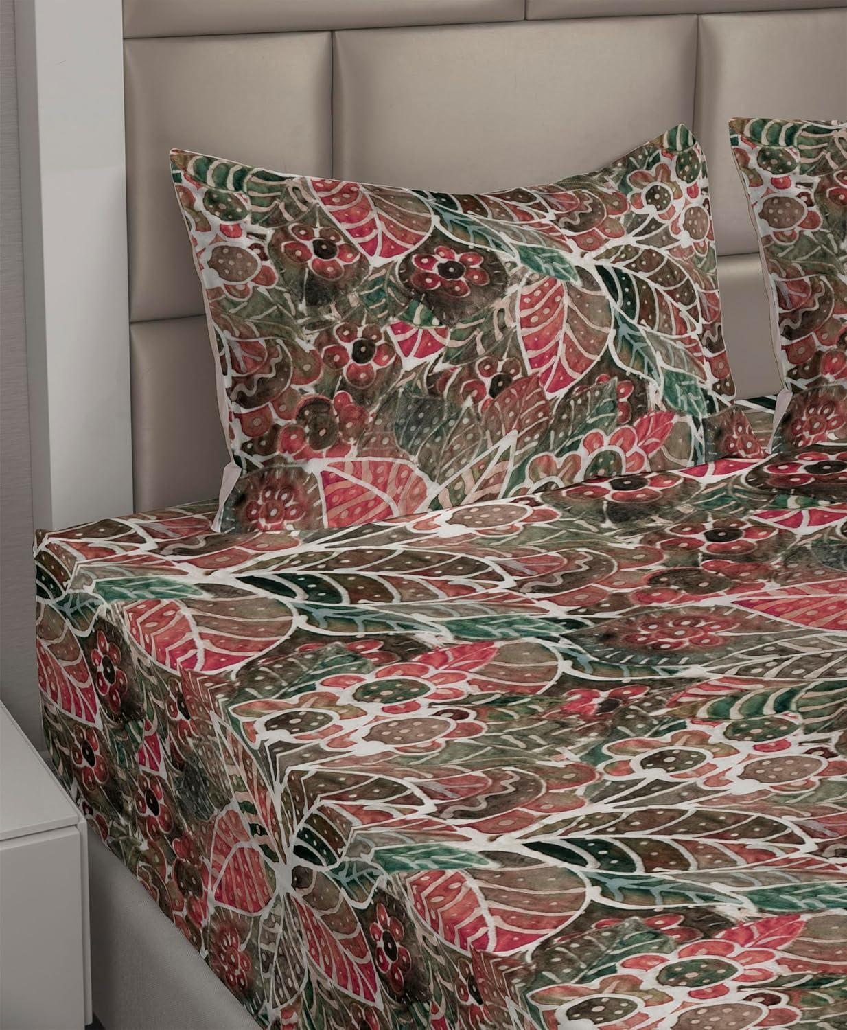 imageAmbesonne Valentines Day Sheet Set Simple Grunge Design Line Hearts Pattern on Striped Backdrop Fitted and Flat Sheet with Pillowcases Bedding Accent 4 Piece Set Calking Dark Coral Coral DimgrayPeacock Green Dark Pink