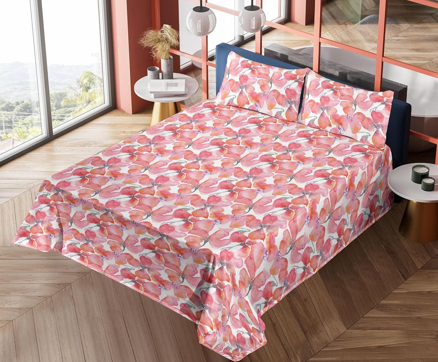 imageAmbesonne Valentines Day Sheet Set Simple Grunge Design Line Hearts Pattern on Striped Backdrop Fitted and Flat Sheet with Pillowcases Bedding Accent 4 Piece Set Calking Dark Coral Coral DimgrayDark Coral Pale Pink
