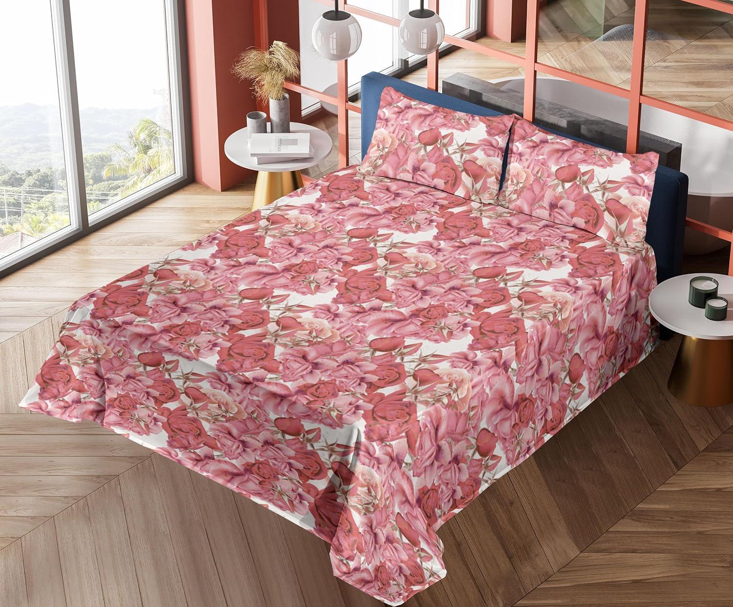 imageAmbesonne Valentines Day Sheet Set Simple Grunge Design Line Hearts Pattern on Striped Backdrop Fitted and Flat Sheet with Pillowcases Bedding Accent 4 Piece Set Calking Dark Coral Coral DimgrayDark Coral and Hot Pink
