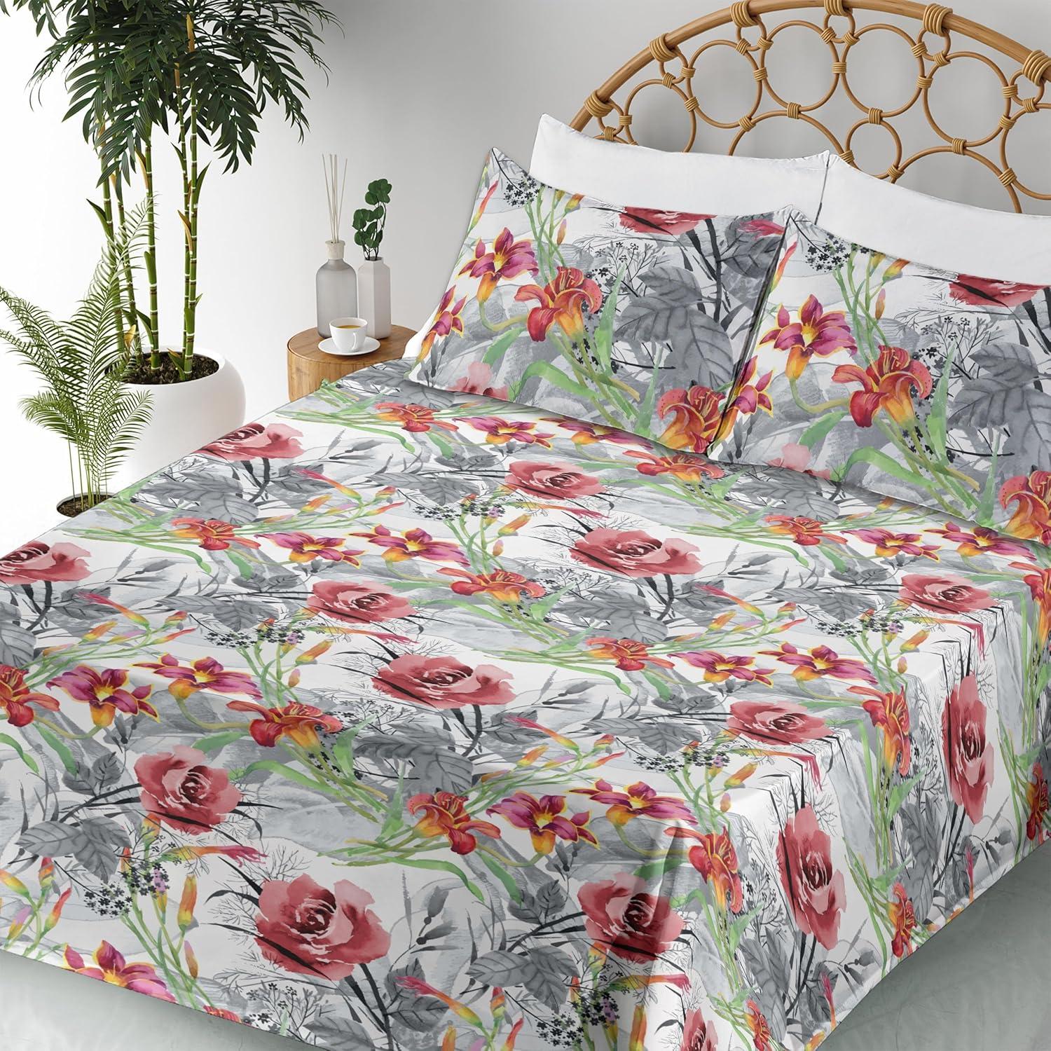 imageAmbesonne Valentines Day Sheet Set Simple Grunge Design Line Hearts Pattern on Striped Backdrop Fitted and Flat Sheet with Pillowcases Bedding Accent 4 Piece Set Calking Dark Coral Coral DimgrayPale Ruby Fern Green Dust