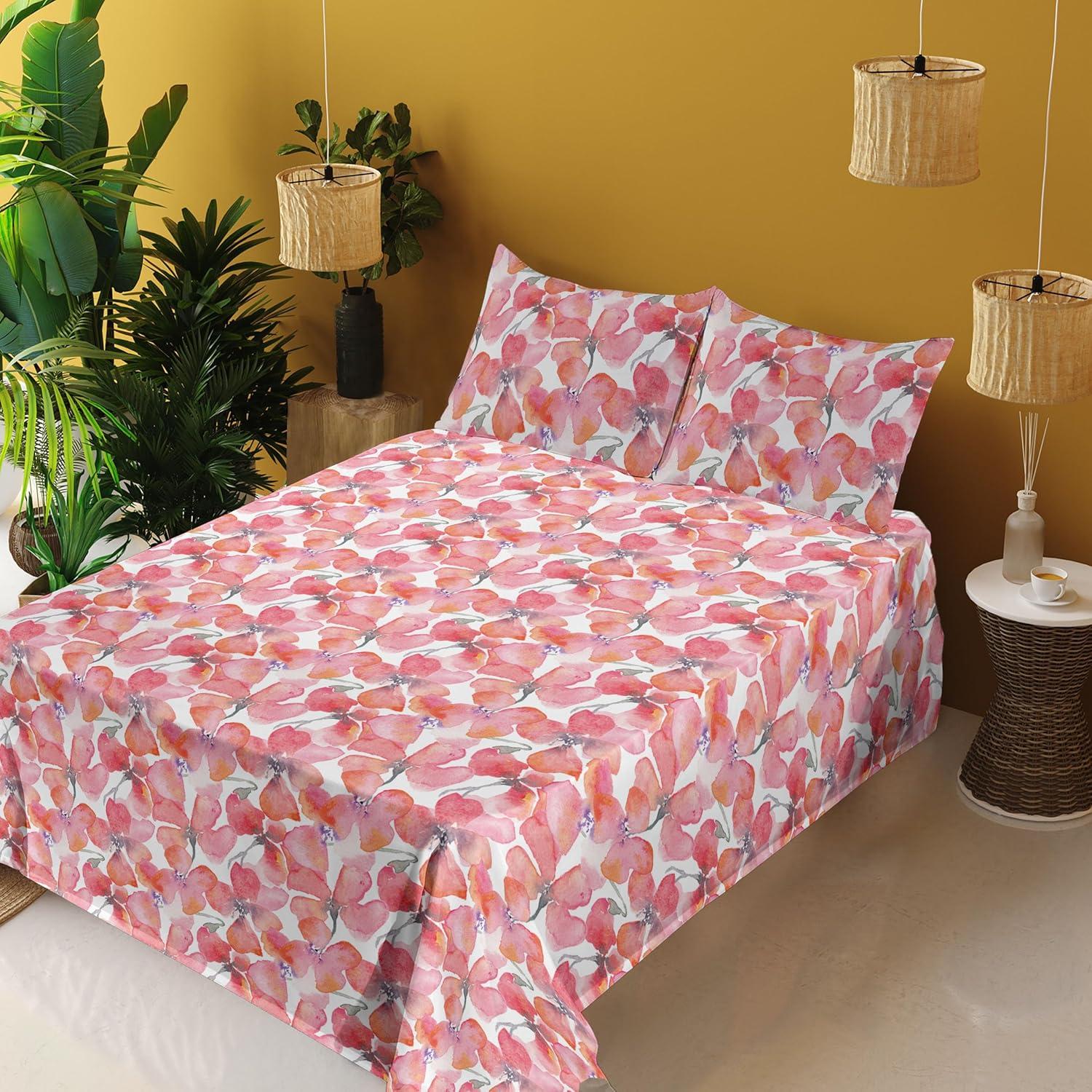 imageAmbesonne Valentines Day Sheet Set Simple Grunge Design Line Hearts Pattern on Striped Backdrop Fitted and Flat Sheet with Pillowcases Bedding Accent 4 Piece Set Calking Dark Coral Coral DimgrayDark Coral Pale Pink