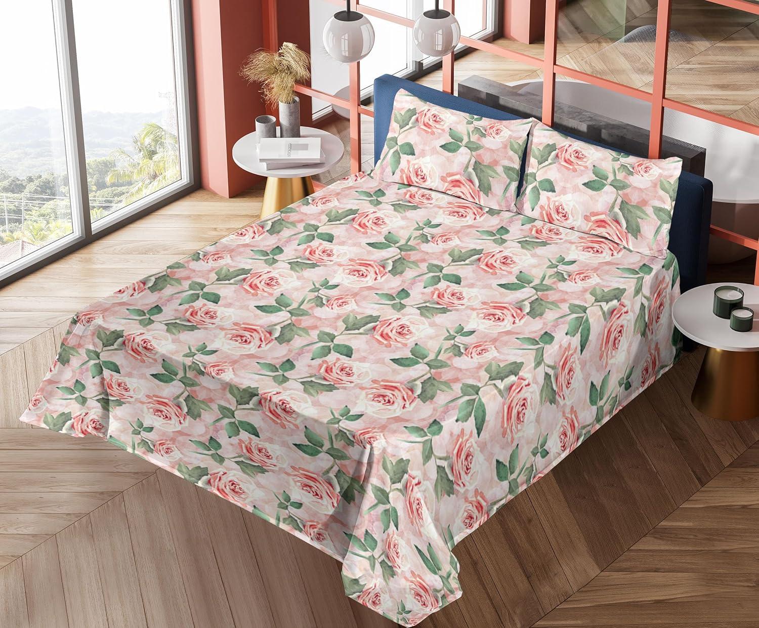 imageAmbesonne Valentines Day Sheet Set Simple Grunge Design Line Hearts Pattern on Striped Backdrop Fitted and Flat Sheet with Pillowcases Bedding Accent 4 Piece Set Calking Dark Coral Coral DimgrayPale Pink Reseda Green