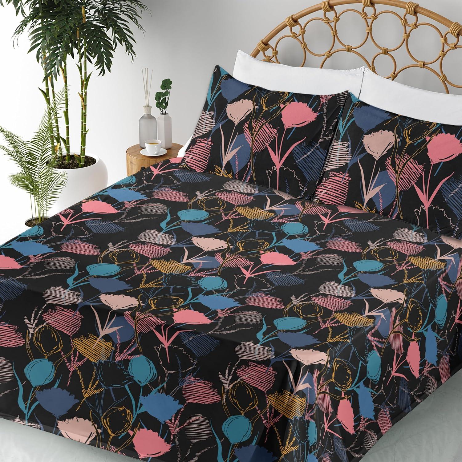 imageAmbesonne Valentines Day Sheet Set Simple Grunge Design Line Hearts Pattern on Striped Backdrop Fitted and Flat Sheet with Pillowcases Bedding Accent 4 Piece Set Calking Dark Coral Coral DimgrayPastel Pink Sea Blue