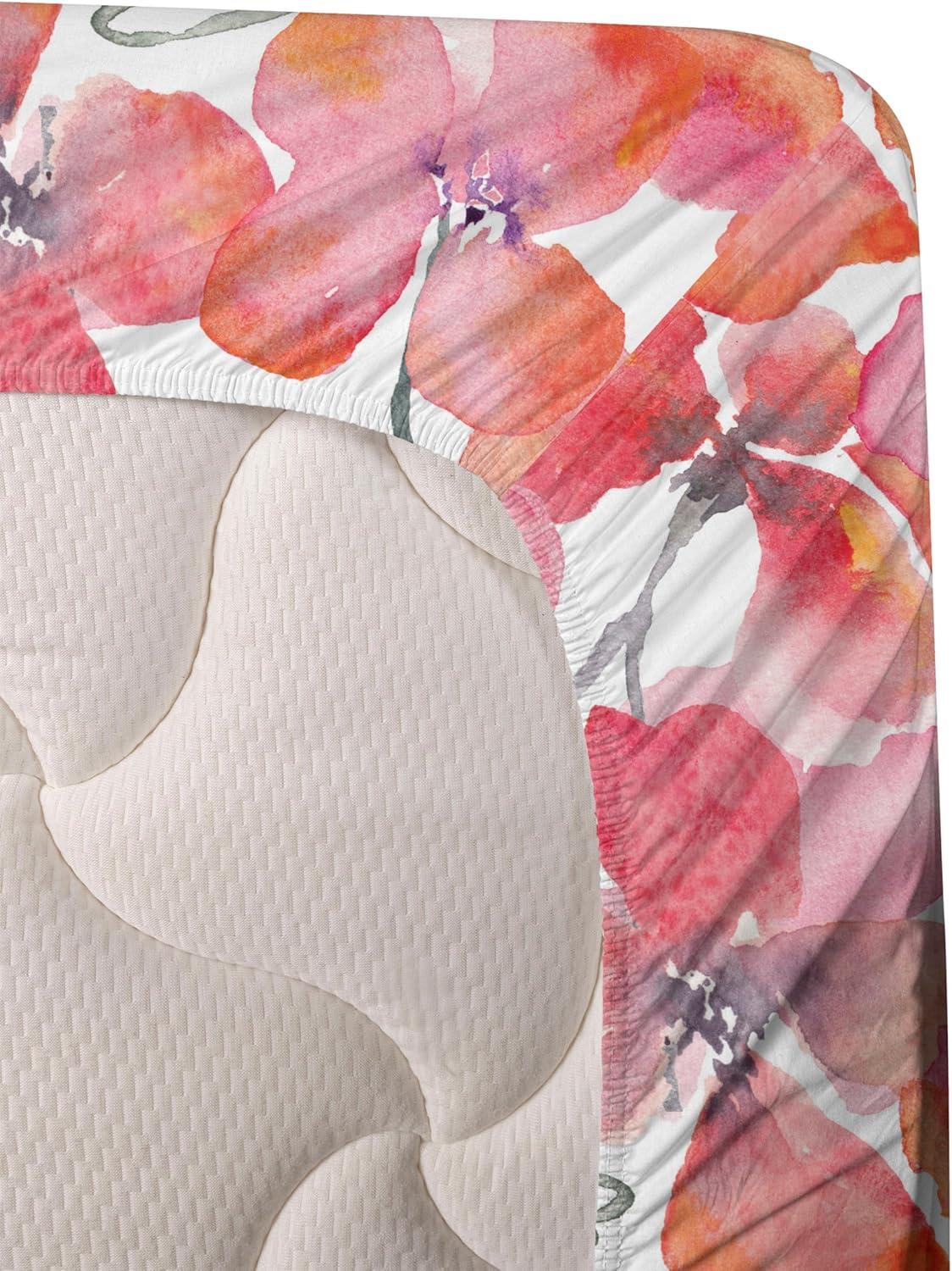 imageAmbesonne Valentines Day Sheet Set Simple Grunge Design Line Hearts Pattern on Striped Backdrop Fitted and Flat Sheet with Pillowcases Bedding Accent 4 Piece Set Calking Dark Coral Coral DimgrayDark Coral Pale Pink