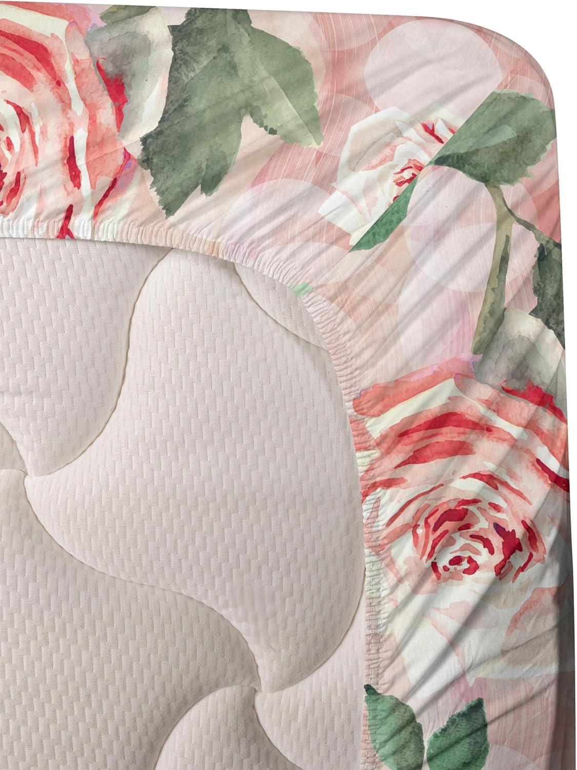 imageAmbesonne Valentines Day Sheet Set Simple Grunge Design Line Hearts Pattern on Striped Backdrop Fitted and Flat Sheet with Pillowcases Bedding Accent 4 Piece Set Calking Dark Coral Coral DimgrayPale Pink Reseda Green