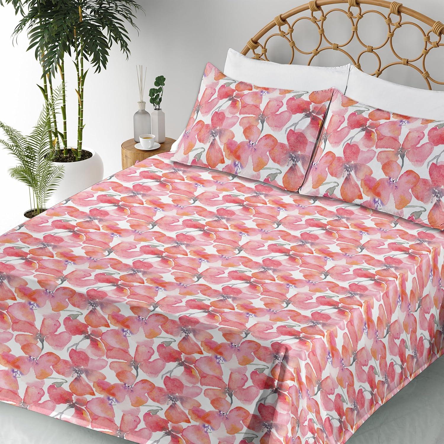 imageAmbesonne Valentines Day Sheet Set Simple Grunge Design Line Hearts Pattern on Striped Backdrop Fitted and Flat Sheet with Pillowcases Bedding Accent 4 Piece Set Calking Dark Coral Coral DimgrayDark Coral Pale Pink