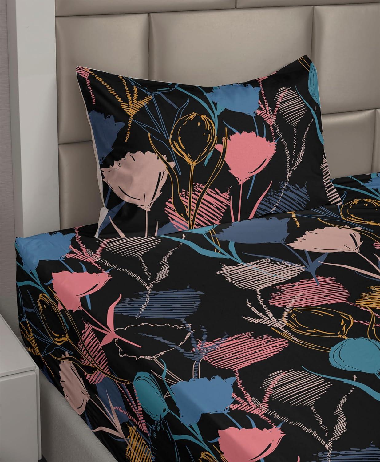 imageAmbesonne Valentines Day Sheet Set Simple Grunge Design Line Hearts Pattern on Striped Backdrop Fitted and Flat Sheet with Pillowcases Bedding Accent 4 Piece Set Calking Dark Coral Coral DimgrayPastel Pink Sea Blue