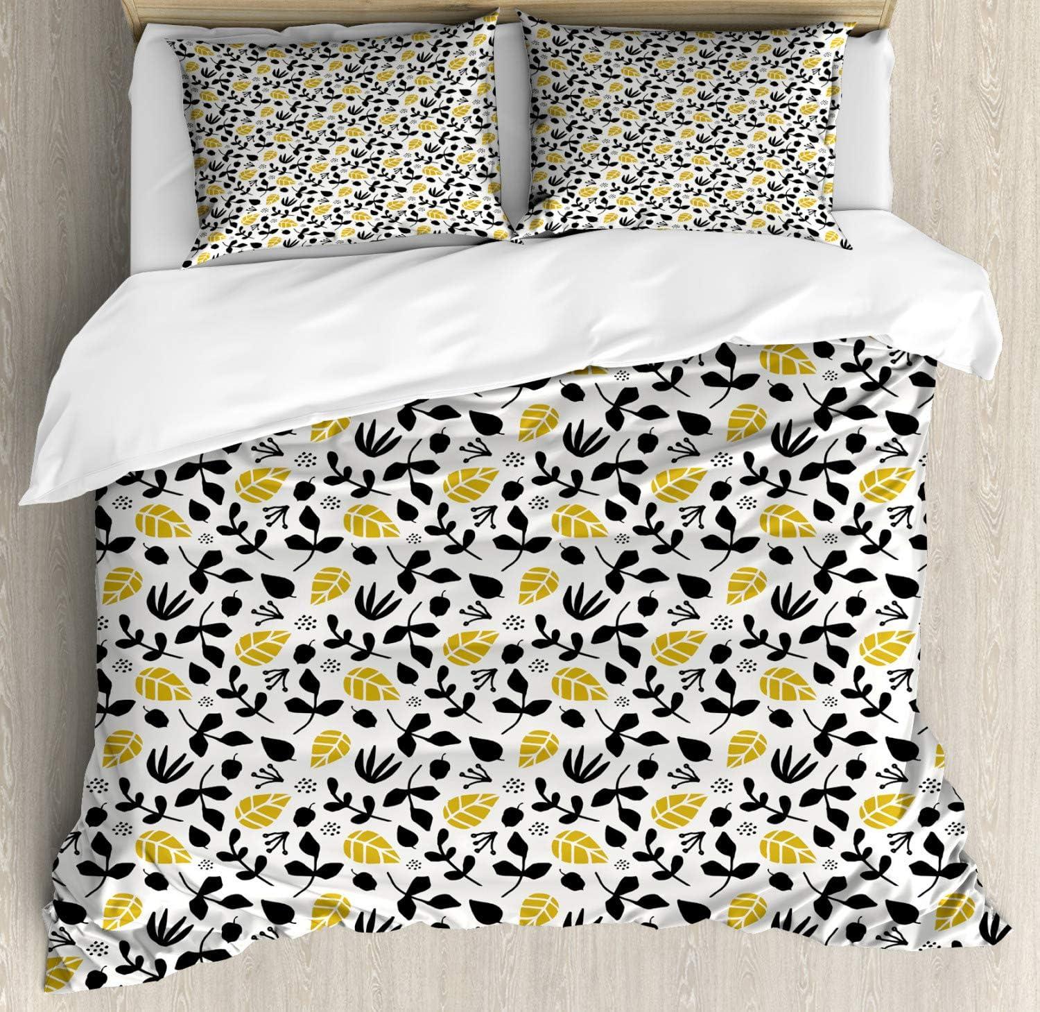 imageAmbesonne Watercolor Flowers Duvet Cover Sets Classical Feminine Rose Branch Bouquet Romantic Essence Valentines Bedding Set with 2 Duvet Covers amp 2 Pillowcases 2 Pack Twin Size Violet BlueBlack White and Yellow