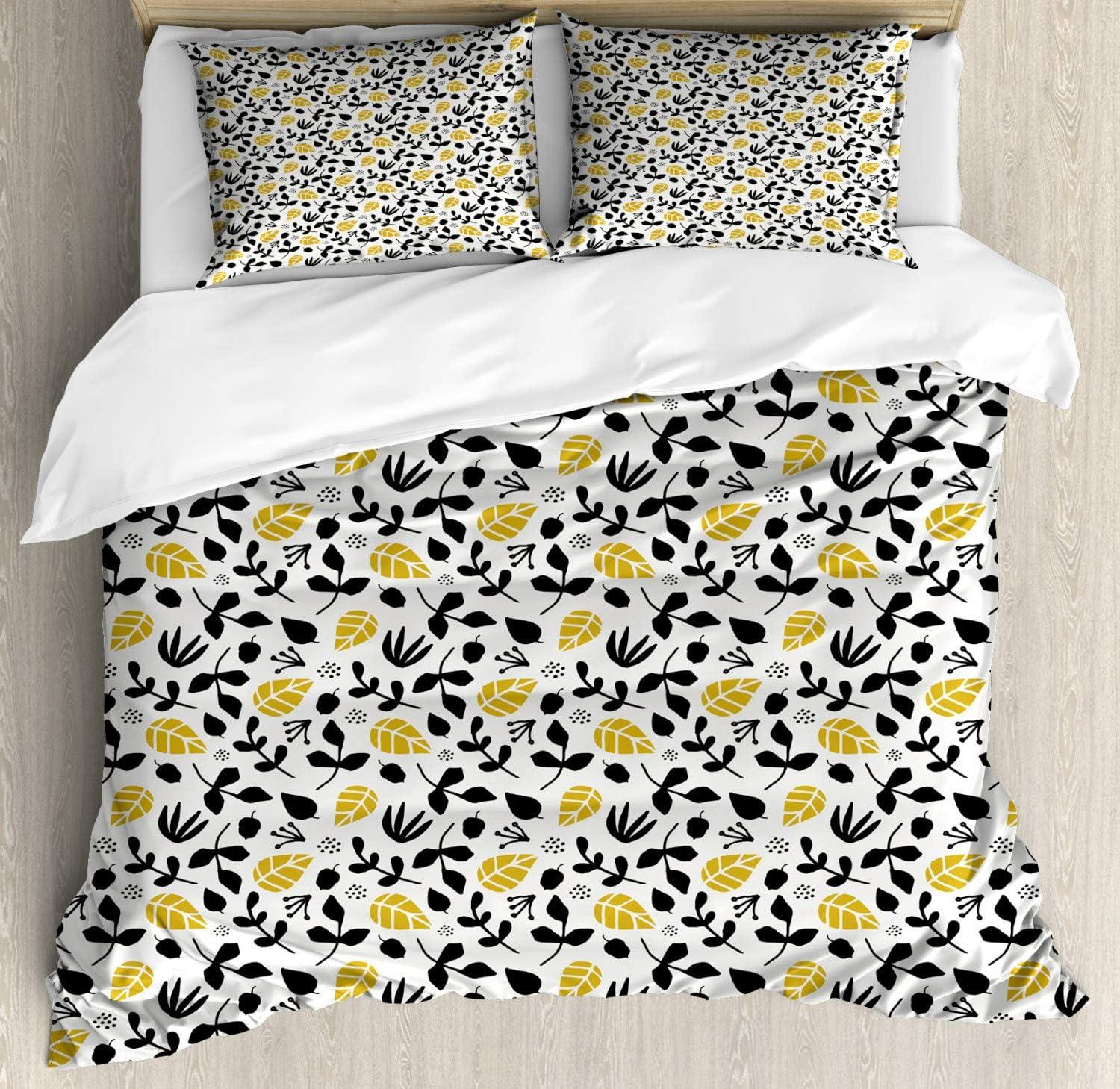 imageAmbesonne Watercolor Flowers Duvet Cover Sets Classical Feminine Rose Branch Bouquet Romantic Essence Valentines Bedding Set with 2 Duvet Covers amp 2 Pillowcases 2 Pack Twin Size Violet BlueBlack White and Yellow