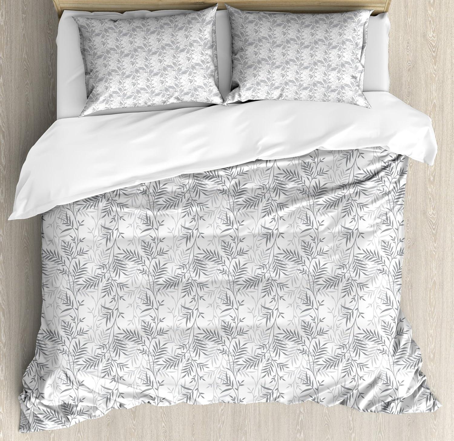 imageAmbesonne Watercolor Flowers Duvet Cover Sets Classical Feminine Rose Branch Bouquet Romantic Essence Valentines Bedding Set with 2 Duvet Covers amp 2 Pillowcases 2 Pack Twin Size Violet BlueGrey Pale Grey White