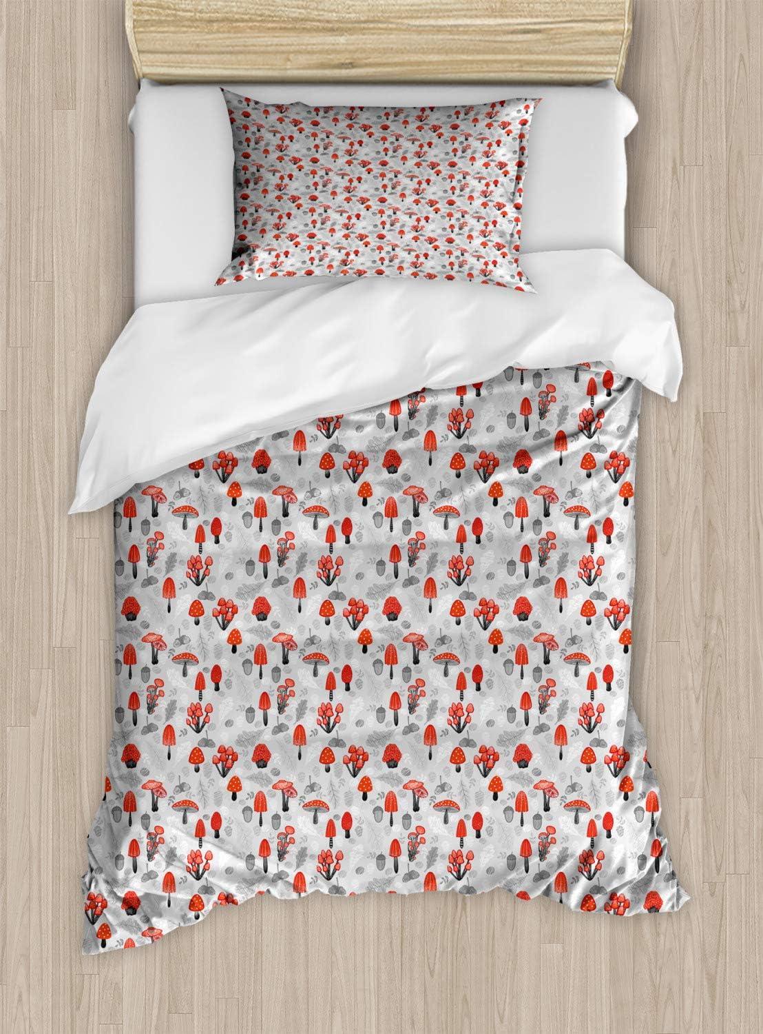 imageAmbesonne Watercolor Flowers Duvet Cover Sets Classical Feminine Rose Branch Bouquet Romantic Essence Valentines Bedding Set with 2 Duvet Covers amp 2 Pillowcases 2 Pack Twin Size Violet BlueVermilion Pale Grey