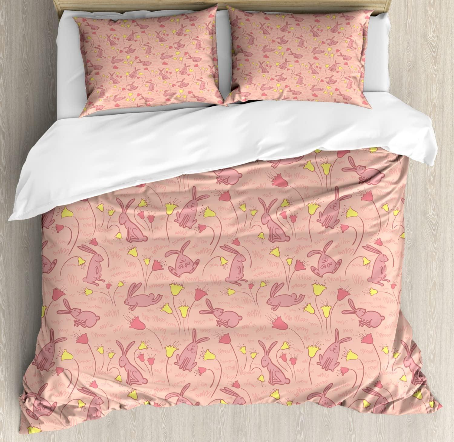 imageAmbesonne Watercolor Flowers Duvet Cover Sets Classical Feminine Rose Branch Bouquet Romantic Essence Valentines Bedding Set with 2 Duvet Covers amp 2 Pillowcases 2 Pack Twin Size Violet BlueDark Coral Pale Pink