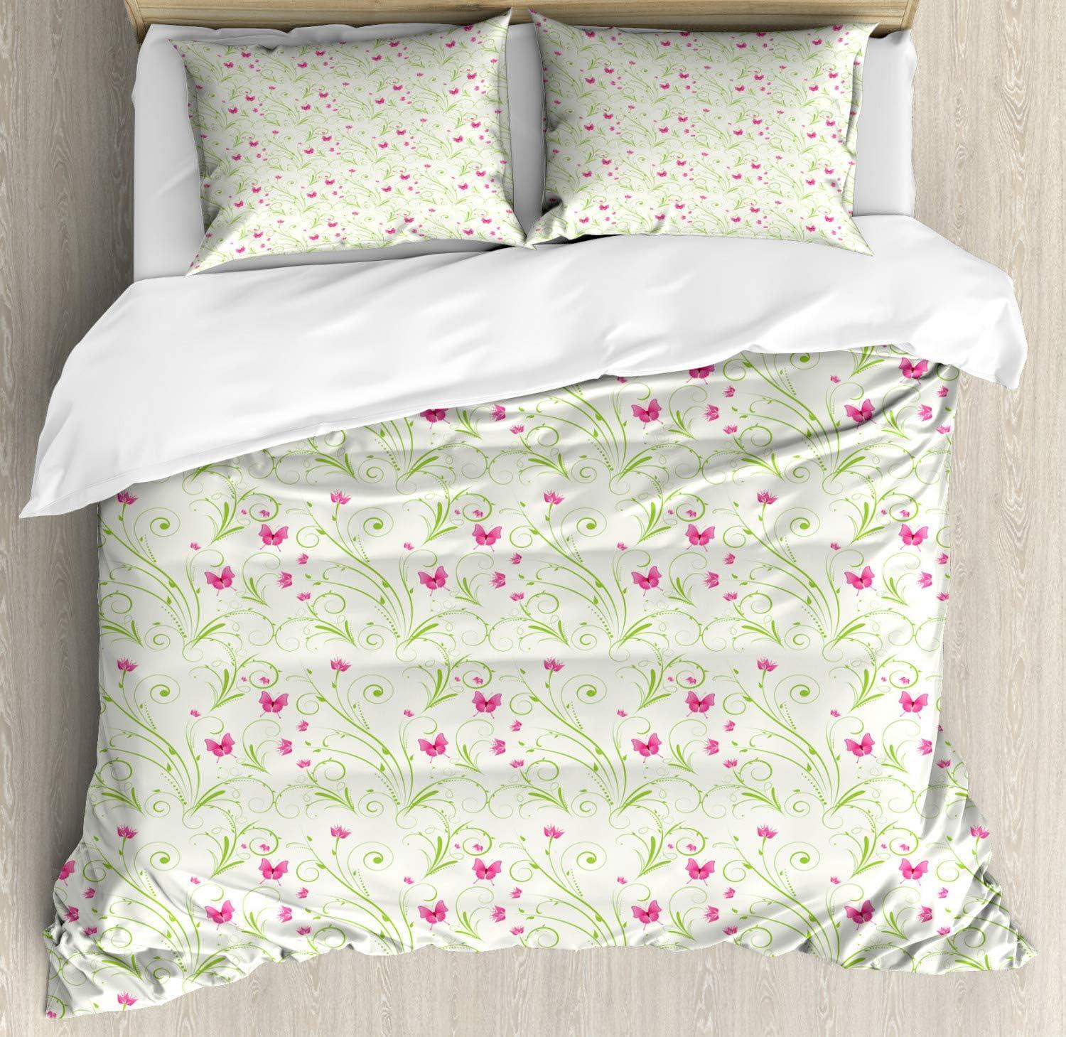 imageAmbesonne Watercolor Flowers Duvet Cover Sets Classical Feminine Rose Branch Bouquet Romantic Essence Valentines Bedding Set with 2 Duvet Covers amp 2 Pillowcases 2 Pack Twin Size Violet BlueApple Green White