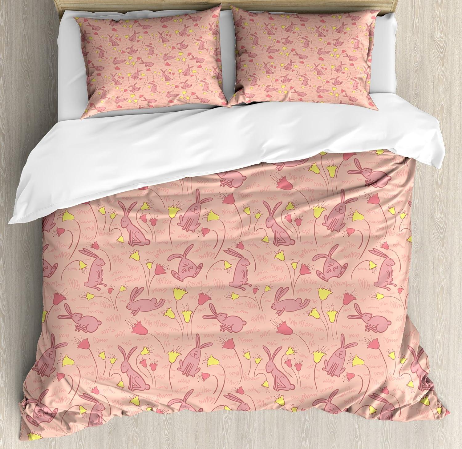 imageAmbesonne Watercolor Flowers Duvet Cover Sets Classical Feminine Rose Branch Bouquet Romantic Essence Valentines Bedding Set with 2 Duvet Covers amp 2 Pillowcases 2 Pack Twin Size Violet BlueDark Coral Pale Pink