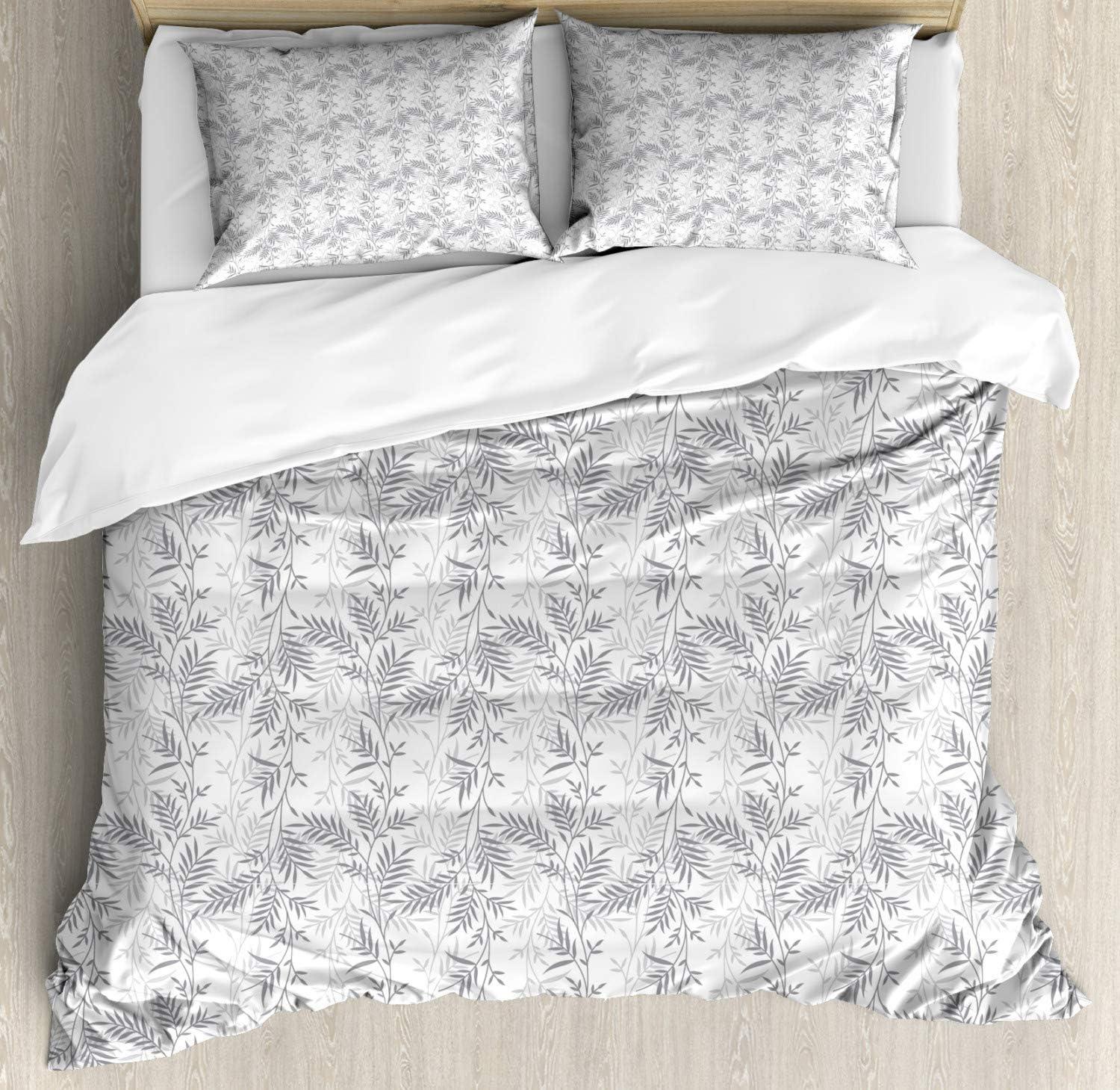 imageAmbesonne Watercolor Flowers Duvet Cover Sets Classical Feminine Rose Branch Bouquet Romantic Essence Valentines Bedding Set with 2 Duvet Covers amp 2 Pillowcases 2 Pack Twin Size Violet BlueGrey Pale Grey White
