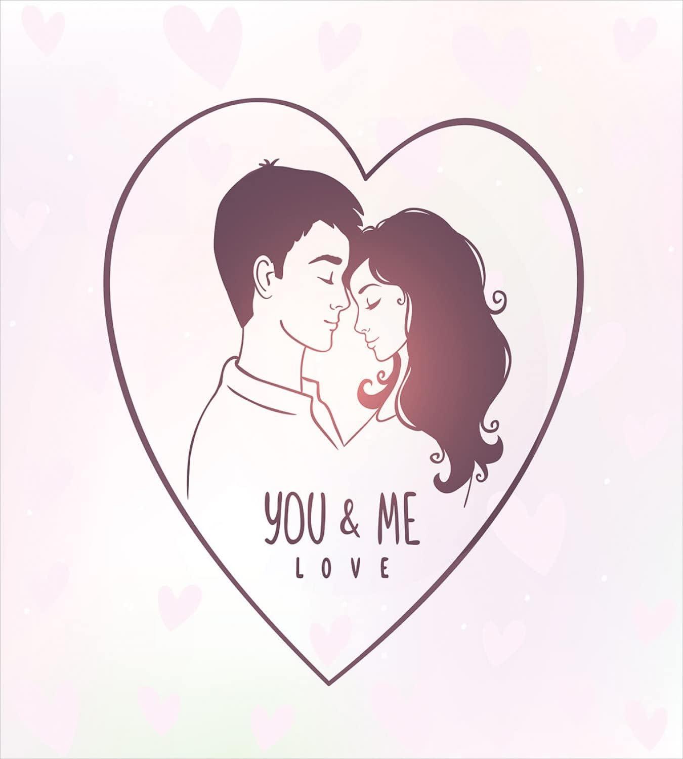 imageAmbesonne You and Me Duvet Cover Sets Romantic Couple Lovers in a Heart Shape with Love Words Valentines Bedding Set with 2 Duvet Covers amp 4 Pillowcases 2 Pack Queen Size Pale Pink Mauve Taupe