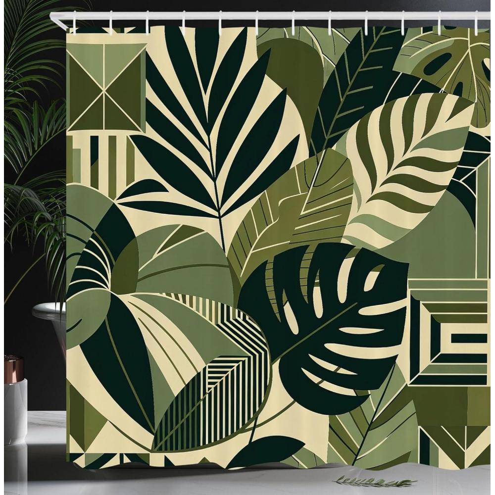 imageAmbesonne Green Shower Curtain Delicate Floral Huddle with Leaves Bohemian Romantic Concept Sage Tones Cloth Fabric Bathroom Decor Set with Hooks 69 W x 70 L Jade Green Pale EggshellLaurel Green and Pale Khaki