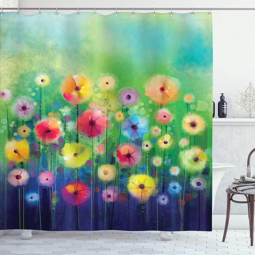 imageAmbesonne Green Shower Curtain Delicate Floral Huddle with Leaves Bohemian Romantic Concept Sage Tones Cloth Fabric Bathroom Decor Set with Hooks 69 W x 70 L Jade Green Pale EggshellGreen and Indigo