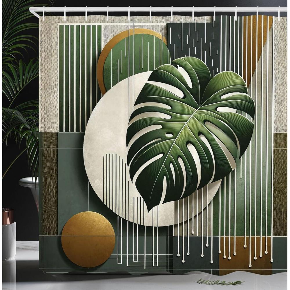 imageAmbesonne Green Shower Curtain Delicate Floral Huddle with Leaves Bohemian Romantic Concept Sage Tones Cloth Fabric Bathroom Decor Set with Hooks 69 W x 70 L Jade Green Pale EggshellLaurel Green Dark Khaki