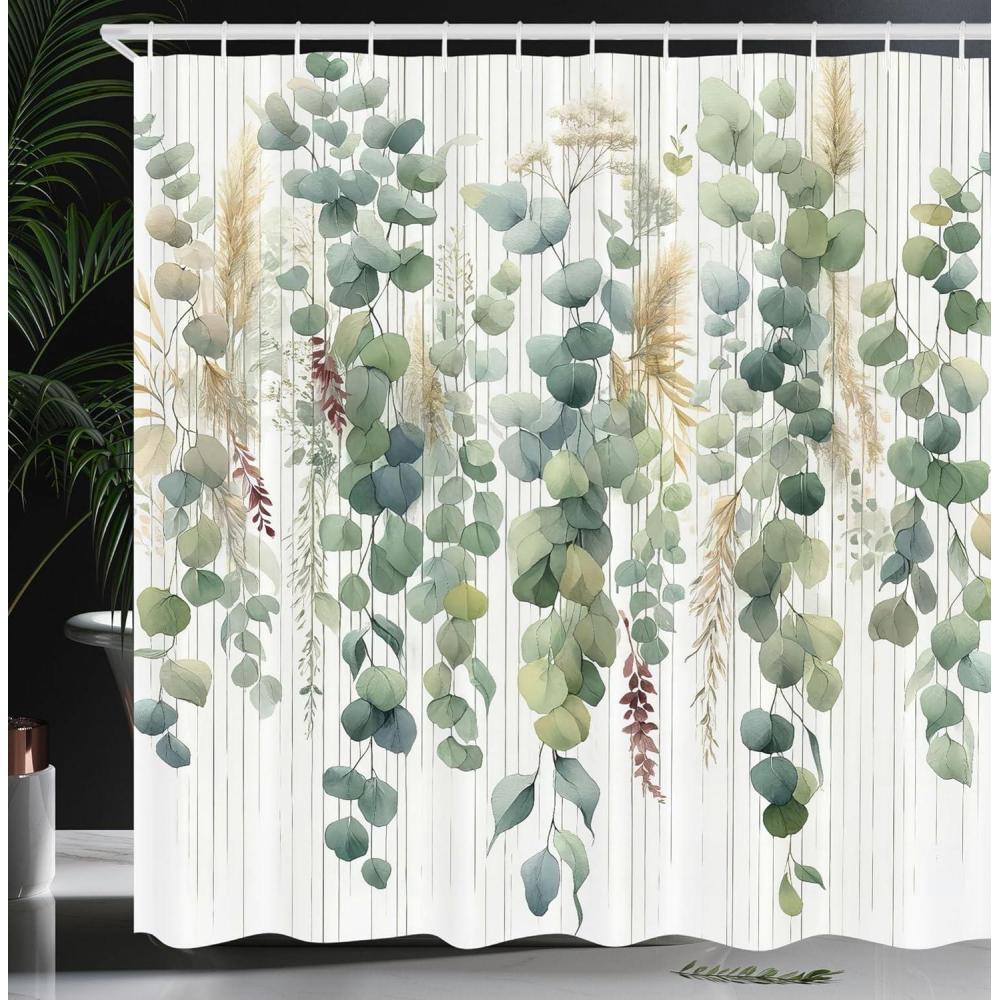 imageAmbesonne Green Shower Curtain Delicate Floral Huddle with Leaves Bohemian Romantic Concept Sage Tones Cloth Fabric Bathroom Decor Set with Hooks 69 W x 70 L Jade Green Pale EggshellKhaki Laurel Green White