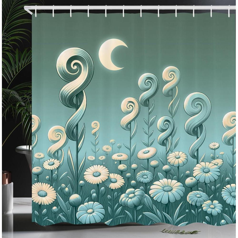 imageAmbesonne Green Shower Curtain Delicate Floral Huddle with Leaves Bohemian Romantic Concept Sage Tones Cloth Fabric Bathroom Decor Set with Hooks 69 W x 70 L Jade Green Pale EggshellCadet Blue Cream