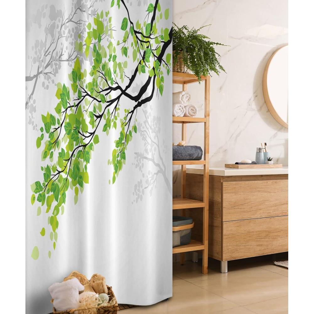imageAmbesonne Green Shower Curtain Delicate Floral Huddle with Leaves Bohemian Romantic Concept Sage Tones Cloth Fabric Bathroom Decor Set with Hooks 69 W x 70 L Jade Green Pale EggshellGreen Grey