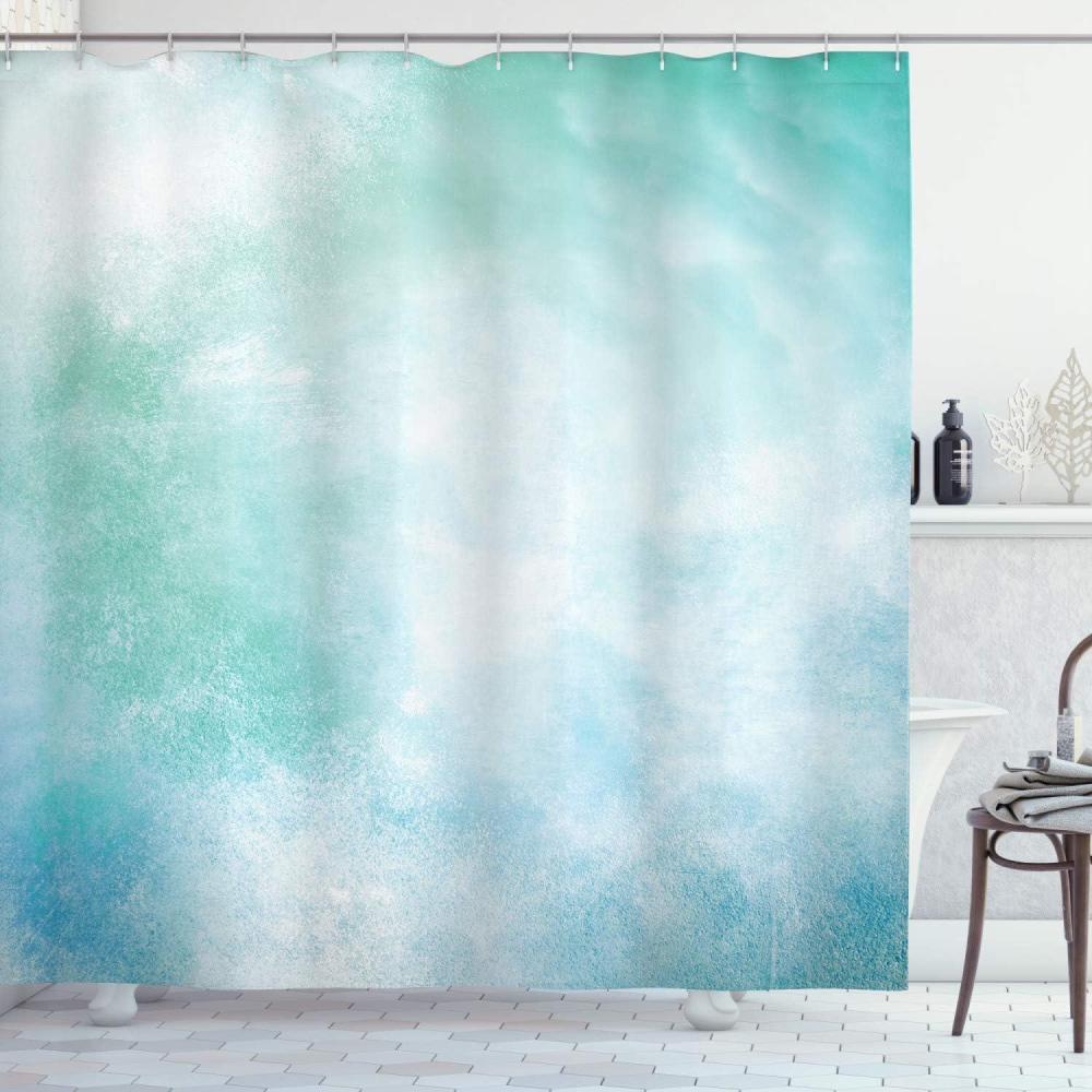 imageAmbesonne Green Shower Curtain Delicate Floral Huddle with Leaves Bohemian Romantic Concept Sage Tones Cloth Fabric Bathroom Decor Set with Hooks 69 W x 70 L Jade Green Pale EggshellPale Blue White