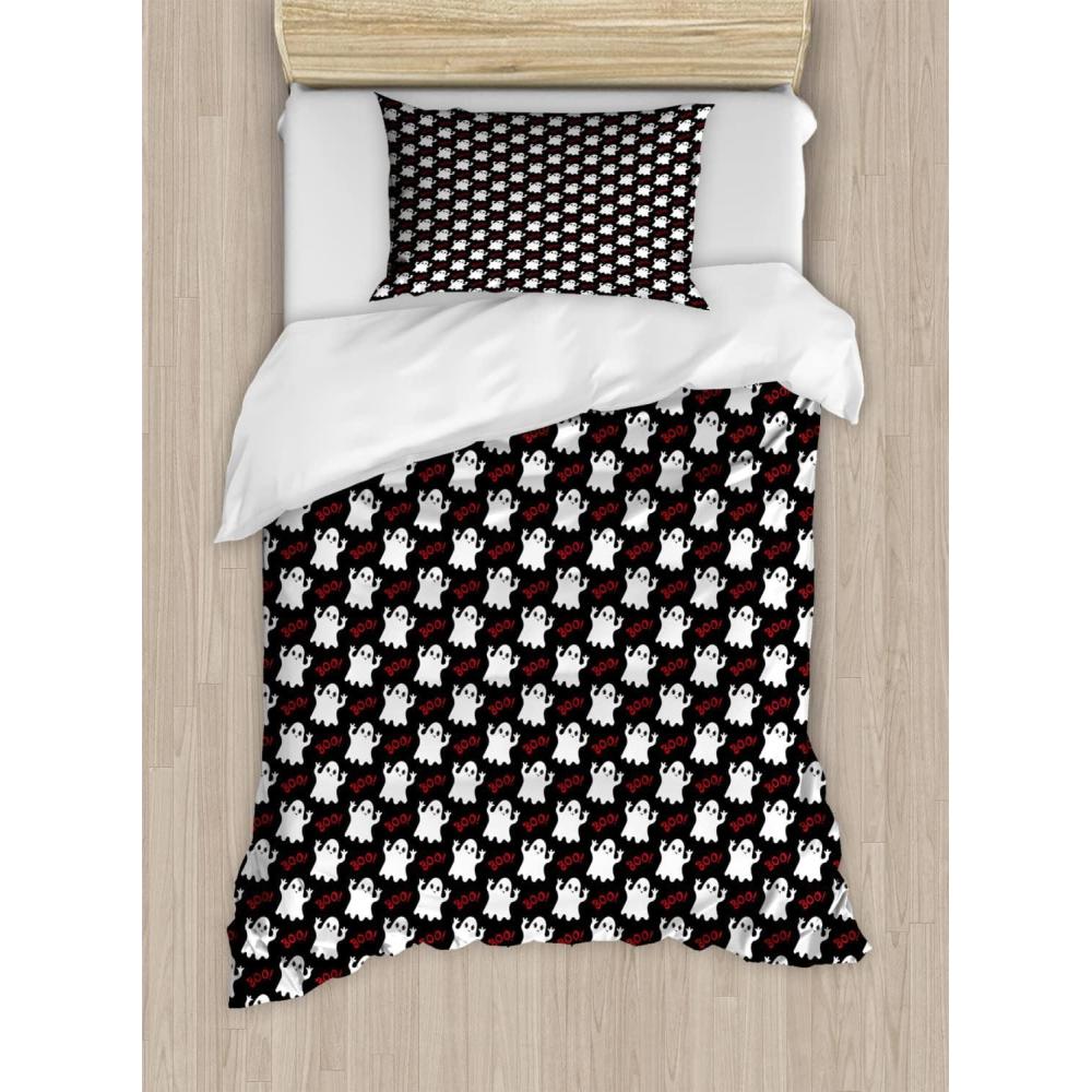 imageAmbesonne I Love You Duvet Cover Set Hand Writing with Infinity Romantic Red Hearts Valentines Day Theme Decorative 3 Piece Bedding Set with 2 Pillow Shams Queen Size Red Black WhiteVermilion White
