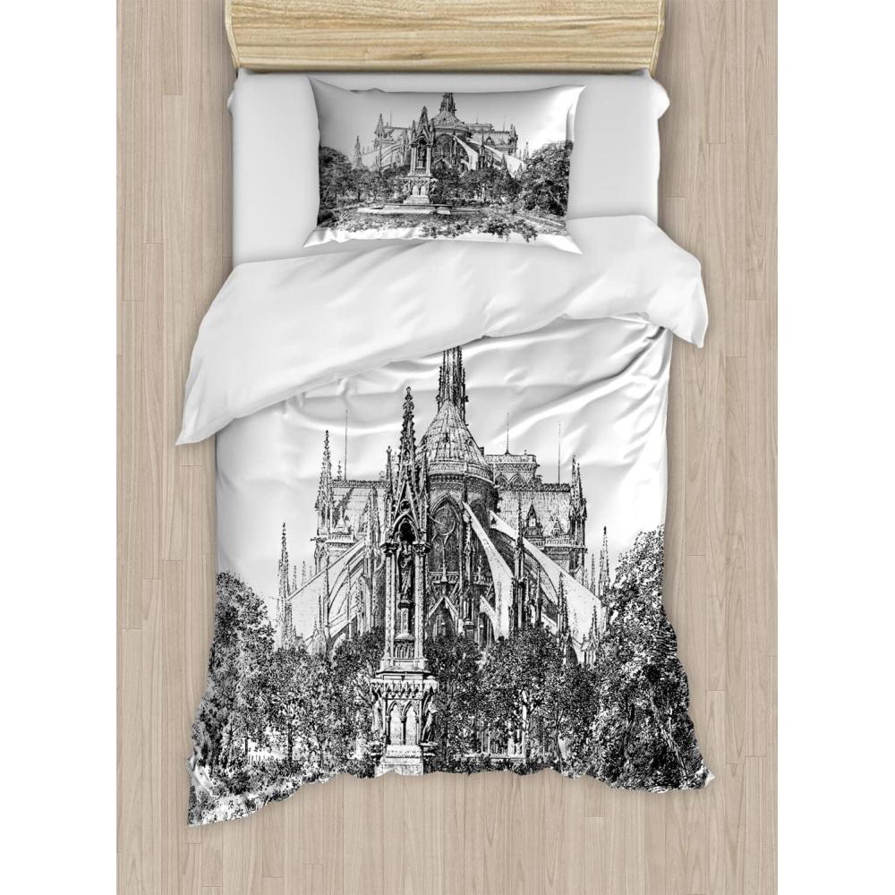 imageAmbesonne I Love You Duvet Cover Set Hand Writing with Infinity Romantic Red Hearts Valentines Day Theme Decorative 3 Piece Bedding Set with 2 Pillow Shams Queen Size Red Black WhiteGrey and White