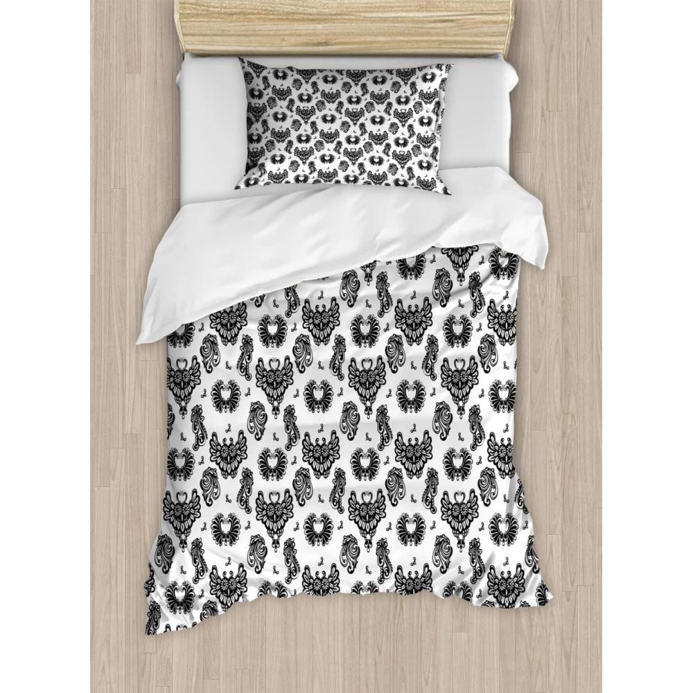imageAmbesonne I Love You Duvet Cover Set Hand Writing with Infinity Romantic Red Hearts Valentines Day Theme Decorative 3 Piece Bedding Set with 2 Pillow Shams Queen Size Red Black WhiteBlack Grey White