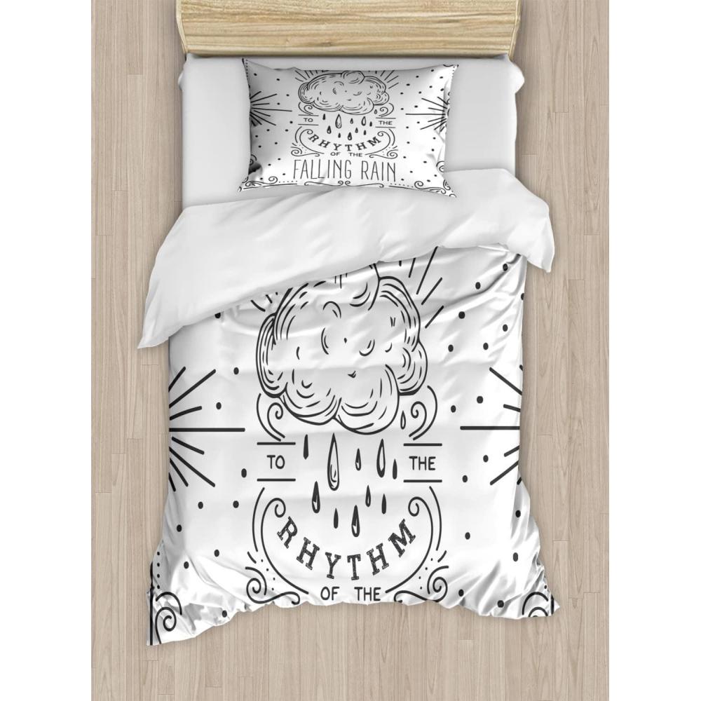 imageAmbesonne I Love You Duvet Cover Set Hand Writing with Infinity Romantic Red Hearts Valentines Day Theme Decorative 3 Piece Bedding Set with 2 Pillow Shams Queen Size Red Black WhiteCharcoal Grey and White