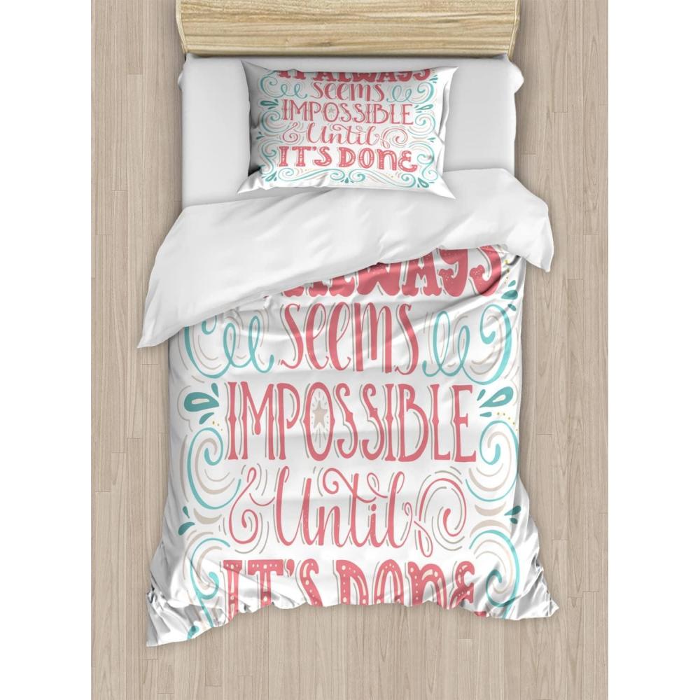 imageAmbesonne I Love You Duvet Cover Set Hand Writing with Infinity Romantic Red Hearts Valentines Day Theme Decorative 3 Piece Bedding Set with 2 Pillow Shams Queen Size Red Black WhiteDark Coral Pale Blue