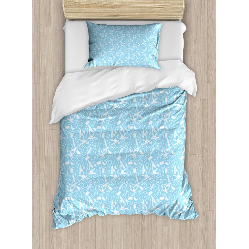 imageAmbesonne I Love You Duvet Cover Set Hand Writing with Infinity Romantic Red Hearts Valentines Day Theme Decorative 3 Piece Bedding Set with 2 Pillow Shams Queen Size Red Black WhitePale Blue and White