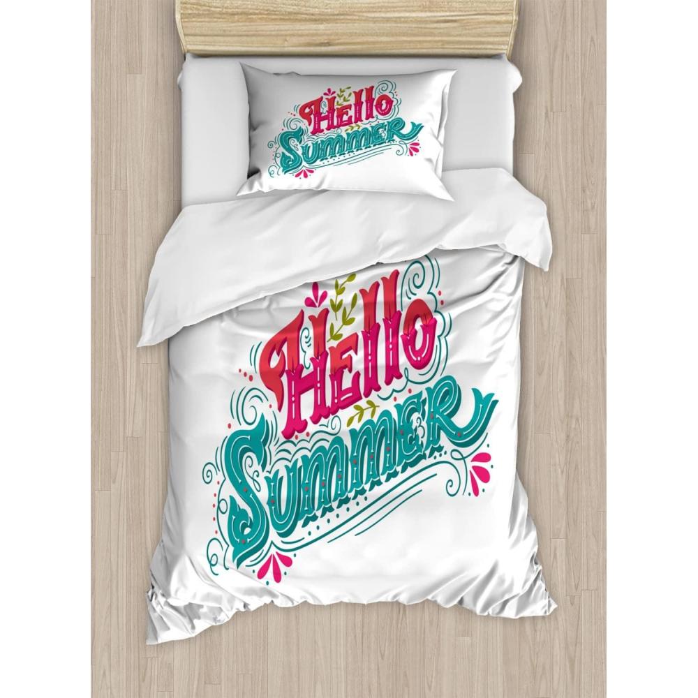 imageAmbesonne I Love You More Duvet Cover Sets Pink Rats with Tangled Tails Forming a Heart Valentines Bedding Set with 2 Duvet Covers amp 4 Pillowcases 2 Pack Queen Size Pale Pink Cocoa YellowSea Green Magenta