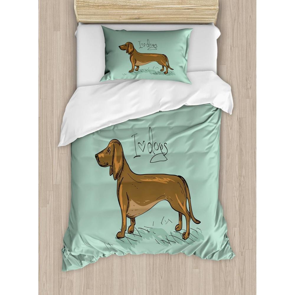 imageAmbesonne I Love You More Duvet Cover Sets Pink Rats with Tangled Tails Forming a Heart Valentines Bedding Set with 2 Duvet Covers amp 4 Pillowcases 2 Pack Queen Size Pale Pink Cocoa YellowTurquoise Brown Black