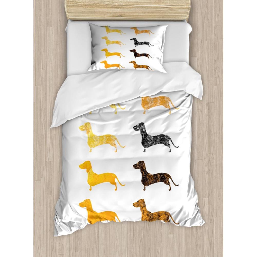 imageAmbesonne I Love You More Duvet Cover Sets Pink Rats with Tangled Tails Forming a Heart Valentines Bedding Set with 2 Duvet Covers amp 4 Pillowcases 2 Pack Queen Size Pale Pink Cocoa YellowMarigold Black Orange