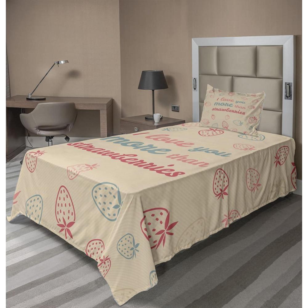 imageAmbesonne I Love You More Sheet Set Pink Rats with Tangled Tails Forming a Heart Valentines Fitted and Flat Sheet with Pillowcases Bedding Accent 4 Piece Set Full Pale Pink Cocoa YellowSand Brown Slate Blue