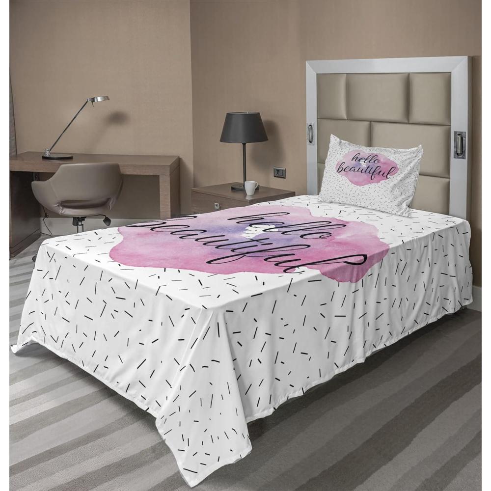imageAmbesonne I Love You More Sheet Set Pink Rats with Tangled Tails Forming a Heart Valentines Fitted and Flat Sheet with Pillowcases Bedding Accent 4 Piece Set Full Pale Pink Cocoa YellowPale Pink Lavender Black