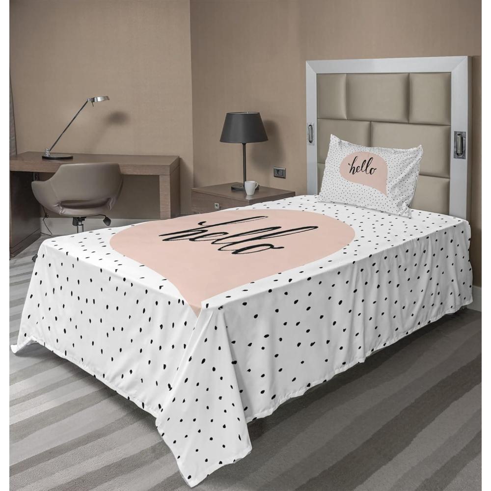 imageAmbesonne I Love You More Sheet Set Pink Rats with Tangled Tails Forming a Heart Valentines Fitted and Flat Sheet with Pillowcases Bedding Accent 4 Piece Set Full Pale Pink Cocoa YellowBlush Black White