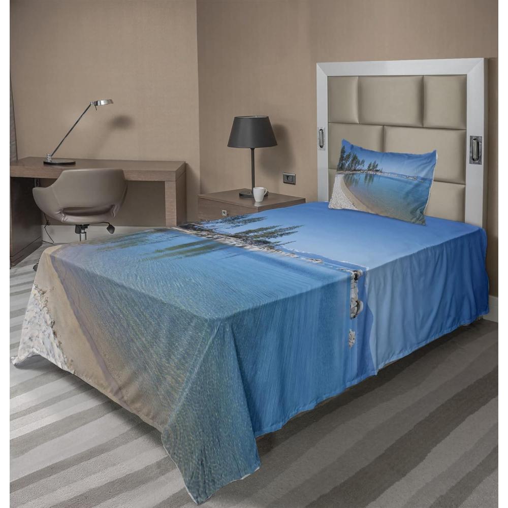 imageAmbesonne I Love You More Sheet Set Pink Rats with Tangled Tails Forming a Heart Valentines Fitted and Flat Sheet with Pillowcases Bedding Accent 4 Piece Set Full Pale Pink Cocoa YellowForest Green Azure Blue