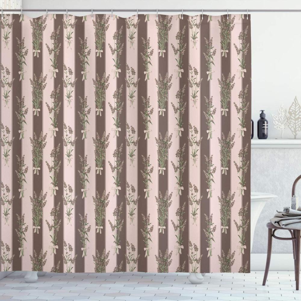 imageAmbesonne Lavender Shower Curtain Stripes and Flowers Ribbons Romantic Country Spring Season Inspired Design Art Cloth Fabric Bathroom Decor Set with Hooks 70 Long Mauve CreamUmber Rose