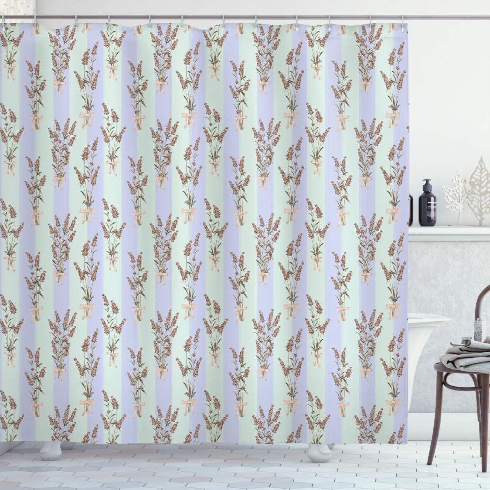 imageAmbesonne Lavender Shower Curtain Stripes and Flowers Ribbons Romantic Country Spring Season Inspired Design Art Cloth Fabric Bathroom Decor Set with Hooks 70 Long Mauve CreamPastel Purple