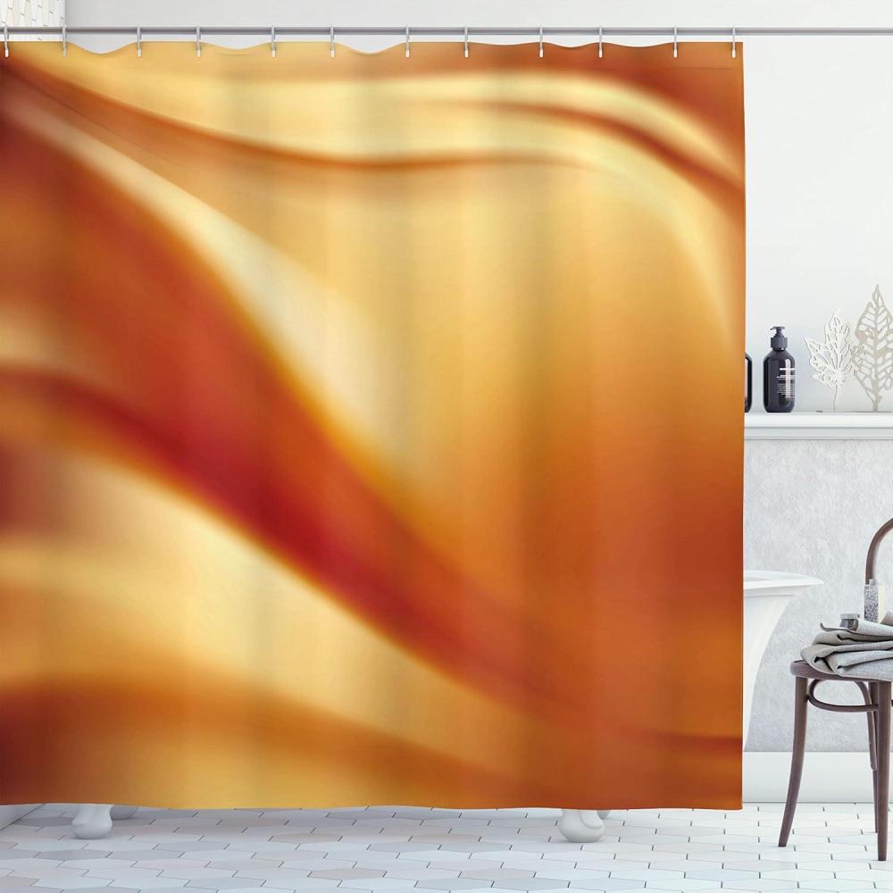 imageAmbesonne Orange and Yellow Shower Curtain Abstract Vivid Colors in Wavy Composition Fantasy Romantic Curves Cloth Fabric Bathroom Decor Set with Hooks 69 W x 75 L Orange Yellow