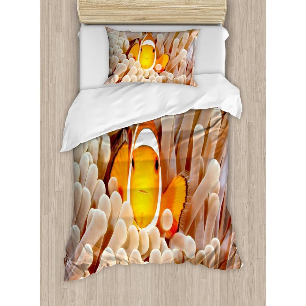imageAmbesonne Pearls Duvet Cover Set Valentines Day Theme Artwork Roses Heart on Striped Bridal Backdrop Decorative 3 Piece Bedding Set with 2 Pillow Shams California King Blue Purple PinkBeige Orange