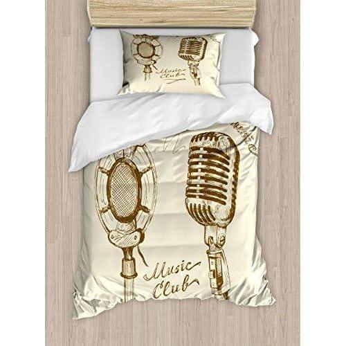 imageAmbesonne Pearls Duvet Cover Set Valentines Day Theme Artwork Roses Heart on Striped Bridal Backdrop Decorative 3 Piece Bedding Set with 2 Pillow Shams California King Blue Purple PinkBrown Ecru