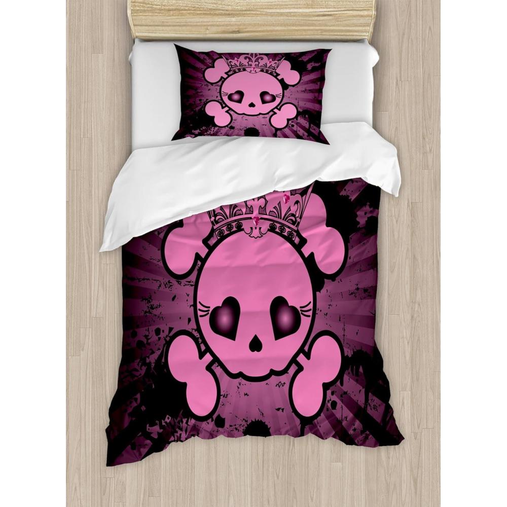 imageAmbesonne Pearls Duvet Cover Set Valentines Day Theme Artwork Roses Heart on Striped Bridal Backdrop Decorative 3 Piece Bedding Set with 2 Pillow Shams California King Blue Purple PinkPink Black