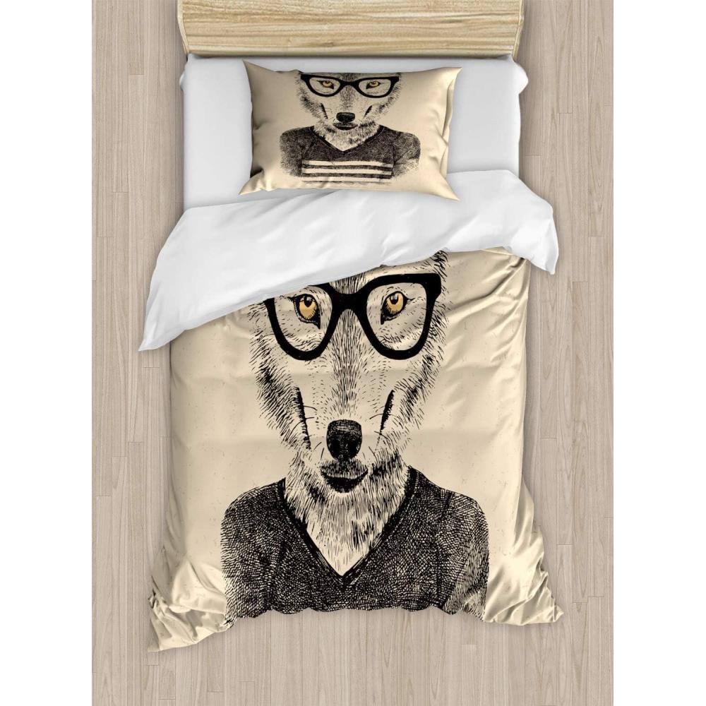 imageAmbesonne Romantic Duvet Cover Sets Geometric Horizontal Oval Rows Drawn Along Little Hearts Valentines Bedding Set with 2 Duvet Covers amp 4 Pillowcases 2 Pack King Size Almond Green and WhiteBeige Charcoal Grey