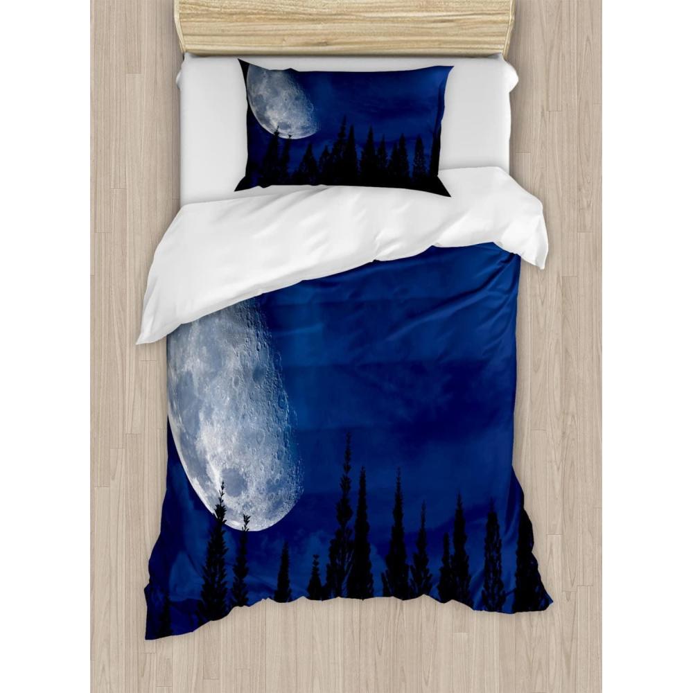 imageAmbesonne Romantic Duvet Cover Sets Geometric Horizontal Oval Rows Drawn Along Little Hearts Valentines Bedding Set with 2 Duvet Covers amp 4 Pillowcases 2 Pack King Size Almond Green and WhiteNight Blue